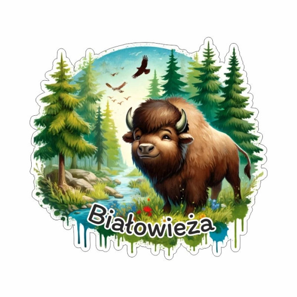 Drewniany magnes Żubr UV N1