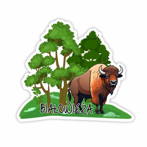 Drewniany magnes Żubr UV N2