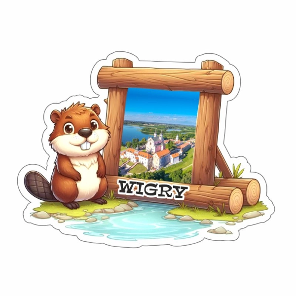 Drewniany magnes Bóbr kolor N1