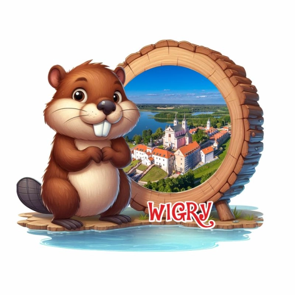 Drewniany magnes Bóbr kolor N3