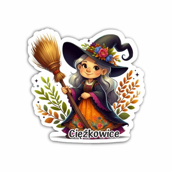 Drewniany magnes Czarownica kolor N22