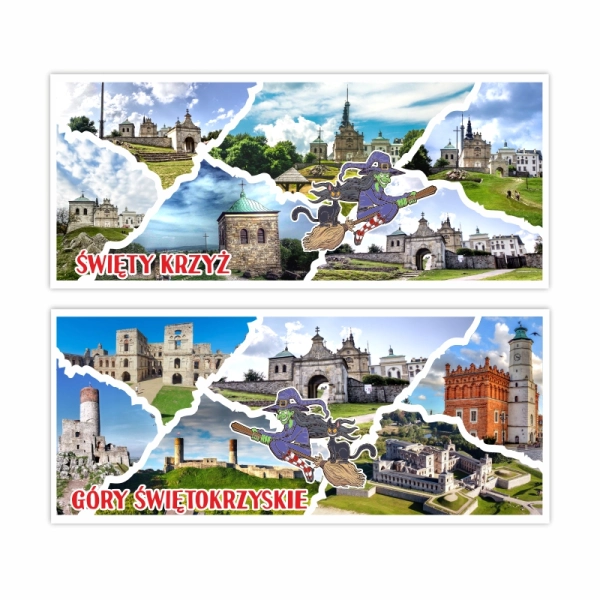 Drewniany magnes Panorama z czarownicą N2