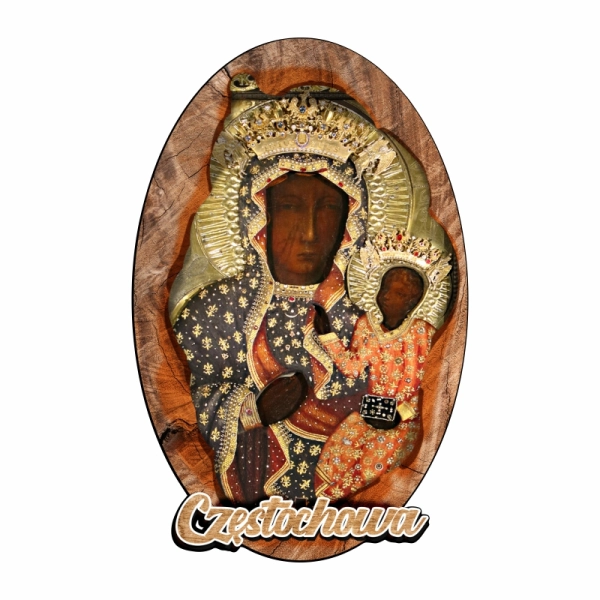 Drewniany magnes Owal Częstochowa N1