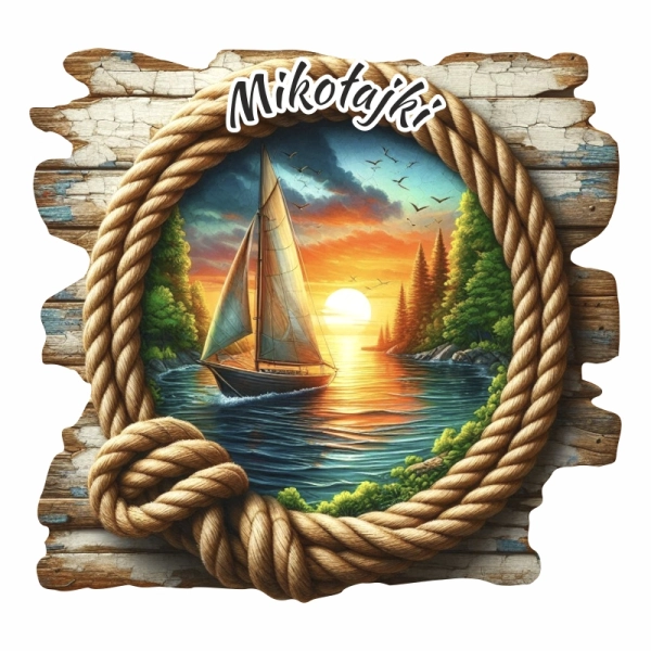 Drewniany magnes Jezioro na desce N1