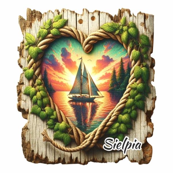 Drewniany magnes Jezioro na desce N3