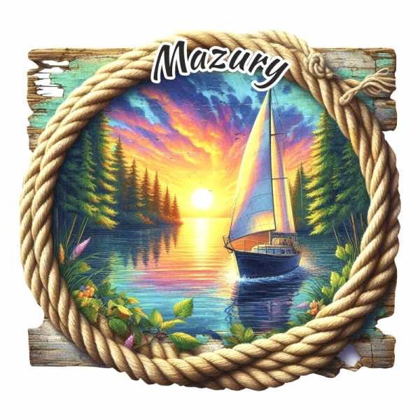 Drewniany magnes Jezioro na desce N6