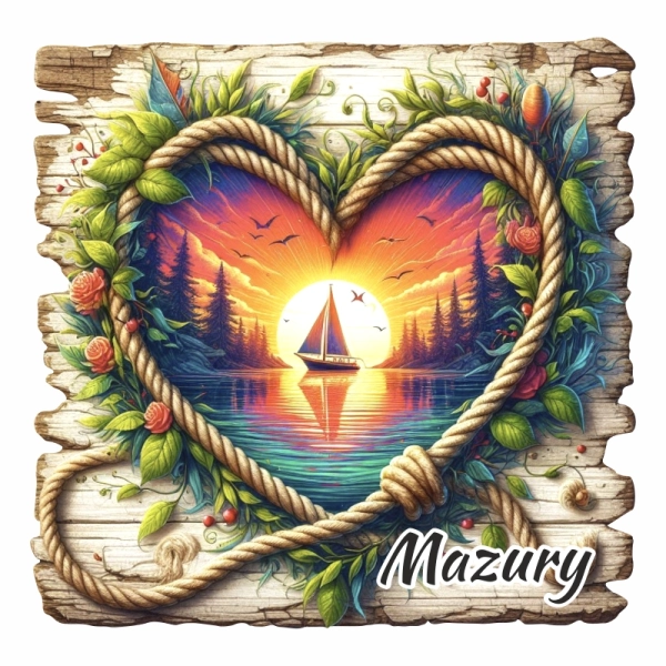 Drewniany magnes Jezioro na desce N7