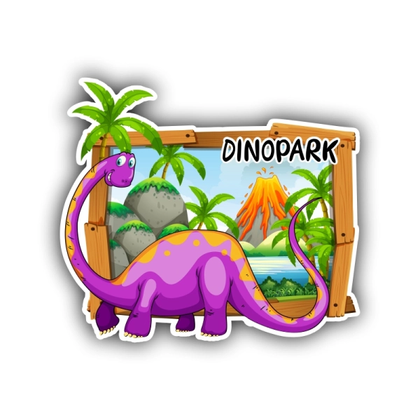 drewniany magnes dinozaur z drewniana ramką