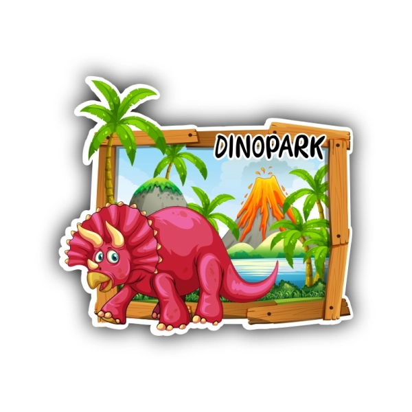 drewniany magnes dinozaur z drewniana ramką