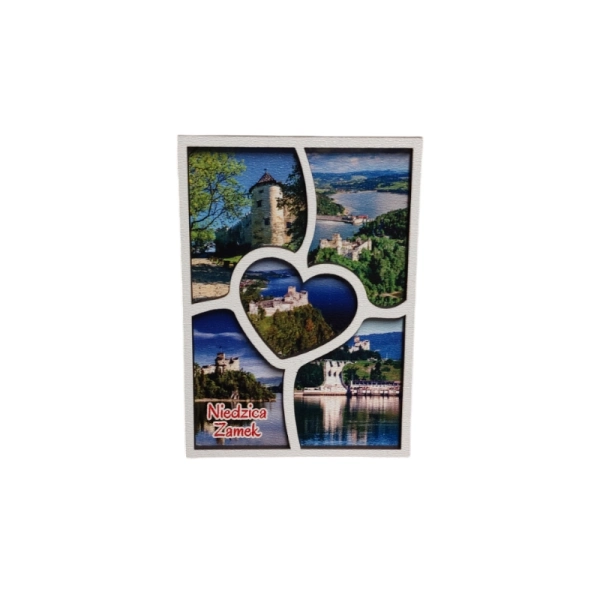 Drewniany magnes Prostokąt z sercem dwuwarstwowy