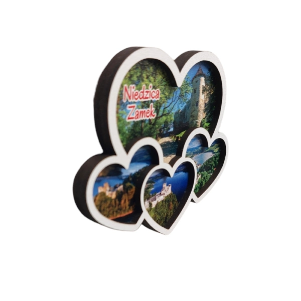 Drewniany magnes Cztery serca dwuwarstwowy