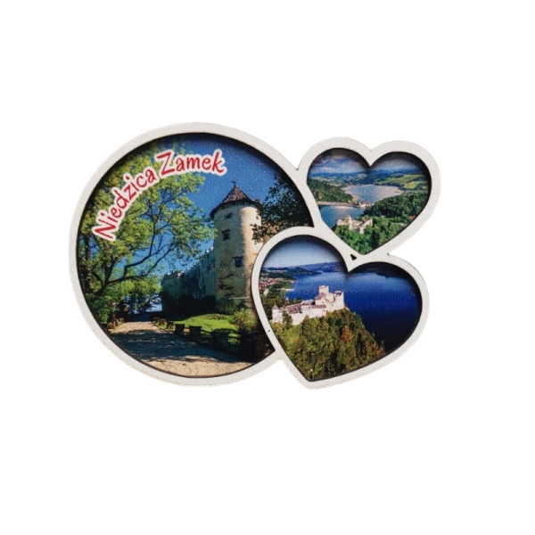 Drewniany magnes Koło z sercem dwuwarstwowy