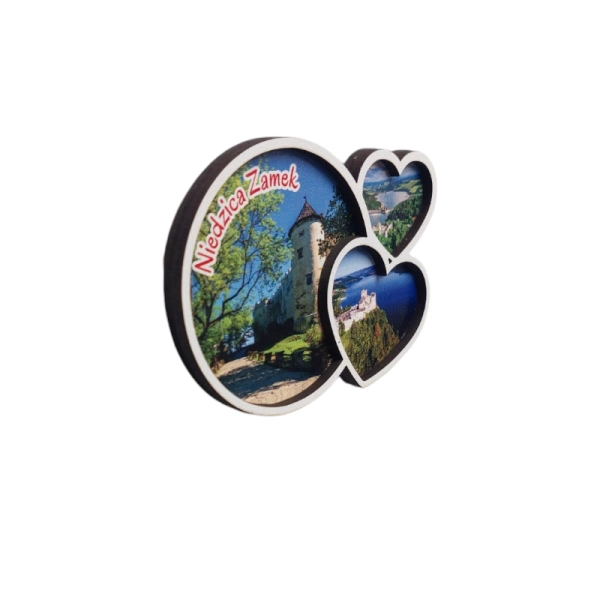 Drewniany magnes Koło z sercem dwuwarstwowy