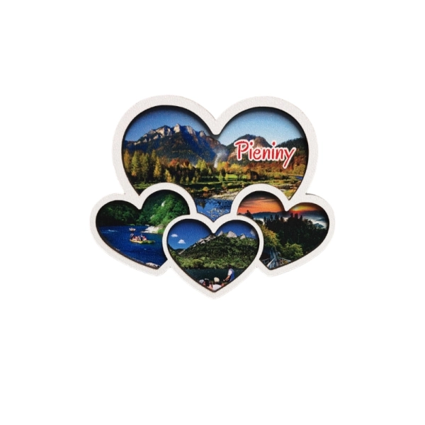 Drewniany magnes Cztery serca dwuwarstwowy