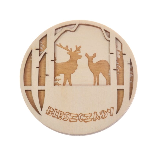 Magnes Koło leśne drzewa z jeleniem - grawer