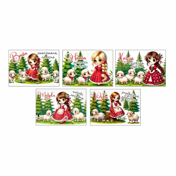 Drewniany magnes z imieniem- MIX IMION ŻEŃSKICH