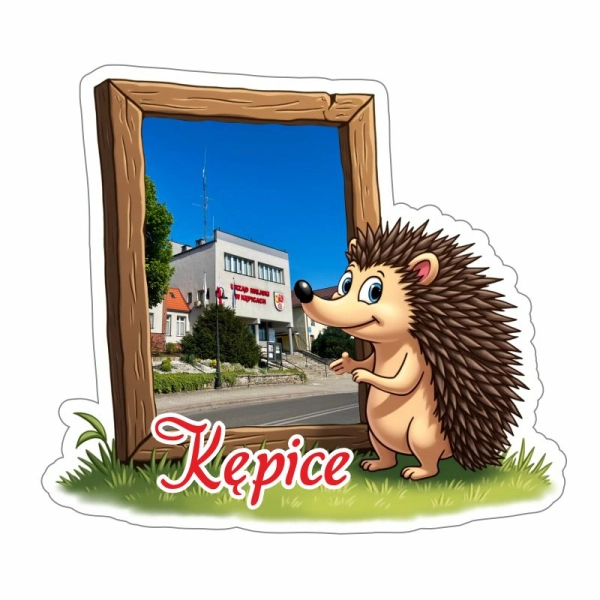 magnes łoś z drewnianą ramka i widoczkiem