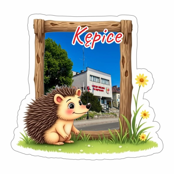 magnes łoś z drewnianą ramka i widoczkiem