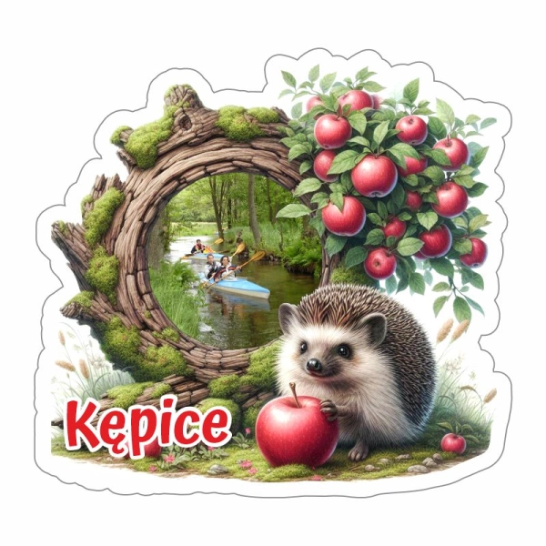 magnes łoś z drewnianą ramka i widoczkiem