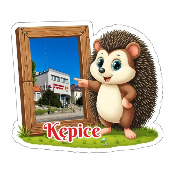 magnes łoś z drewnianą ramka i widoczkiem