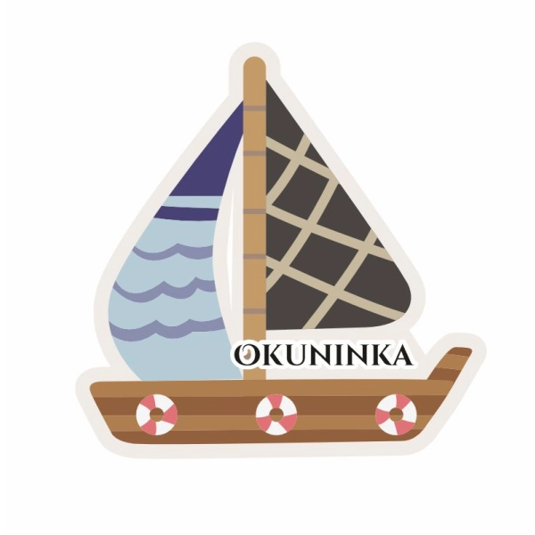 Drewniany magnes żaglówka kolor N3