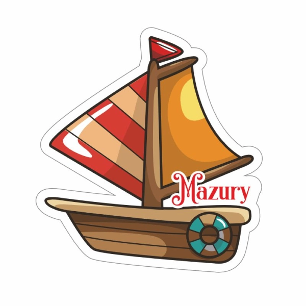 Drewniany magnes żaglówka kolor N4