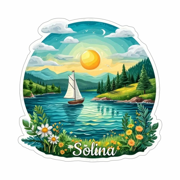 Drewniany magnes Jezioro Pejzaż N3