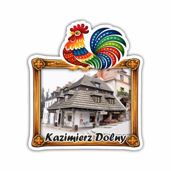 Drewniany magnes Kogut z drewnianą ramką N3