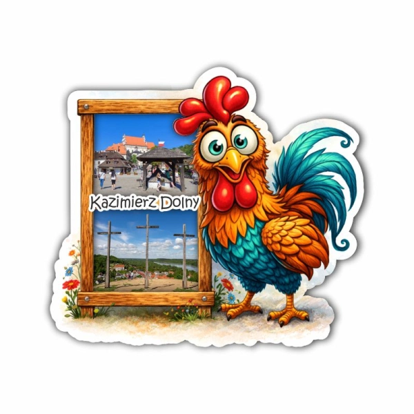 Drewniany magnes Kogut - śmieszny N1