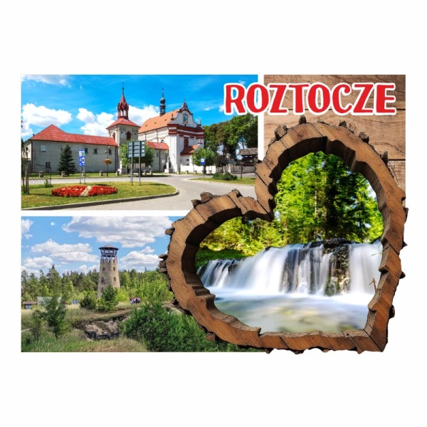 Drewniany magnes Kolaż z korą serce