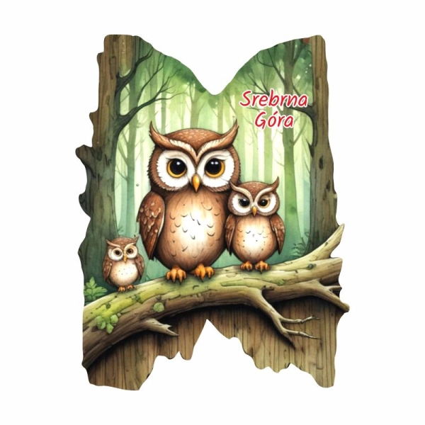 Drewniany magnes Plaster drzewa Sowa N2