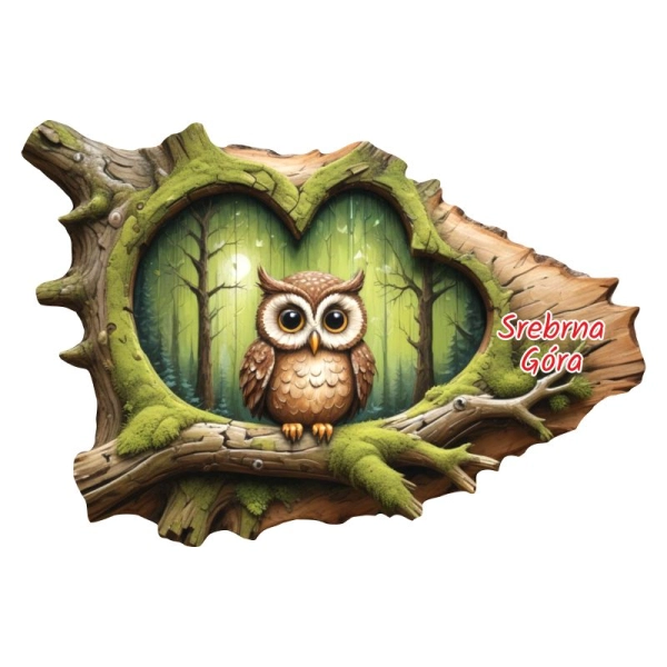 Drewniany magnes Plaster drzewa Sowa N4