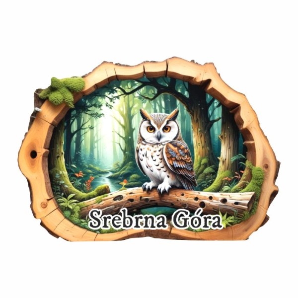 Drewniany magnes Plaster drzewa Sowa N5