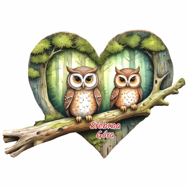 Drewniany magnes Plaster drzewa Sowa N6