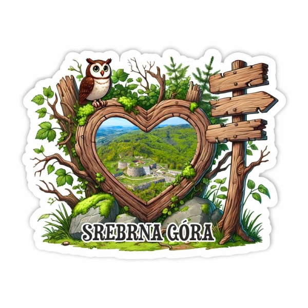 Drewniany magnes Sowa z drogowskazem N1