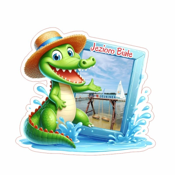 Drewniany magnes Krokodyl w kapeluszu N3