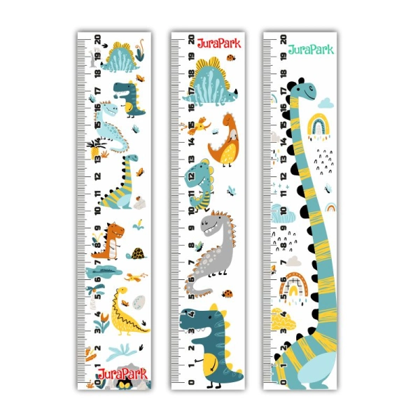 kolorowa linijka z dinozaurem