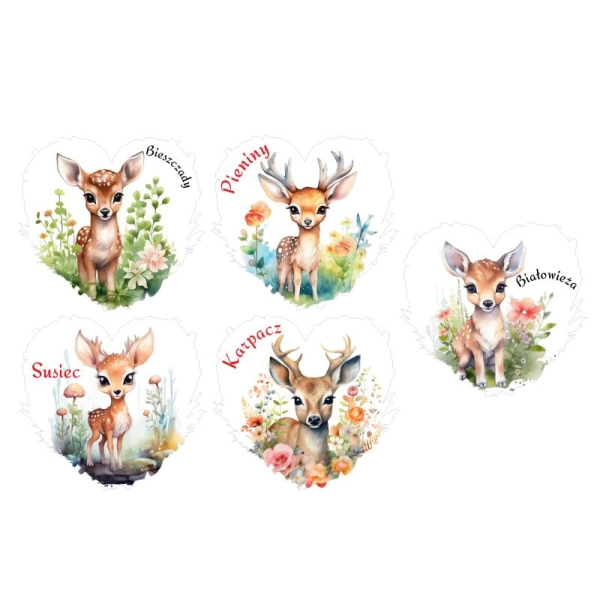 Drewniany magnes serce akwarela MIX N6