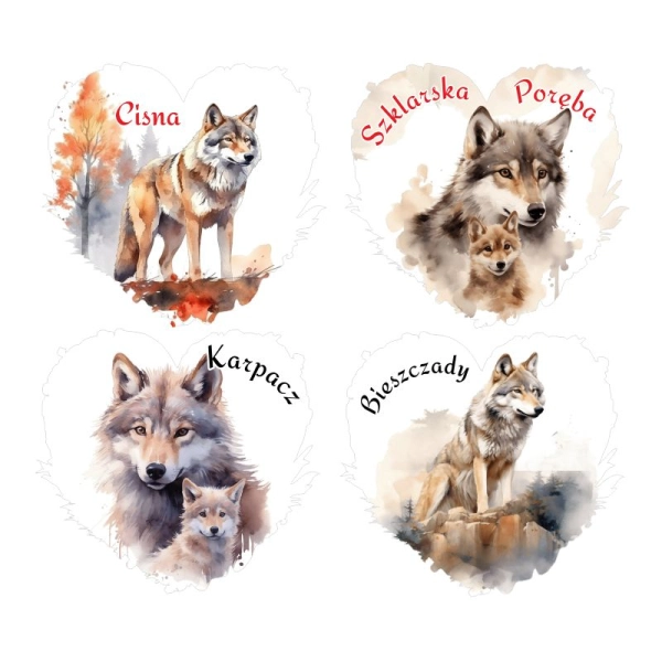 Drewniany magnes serce akwarela MIX N7