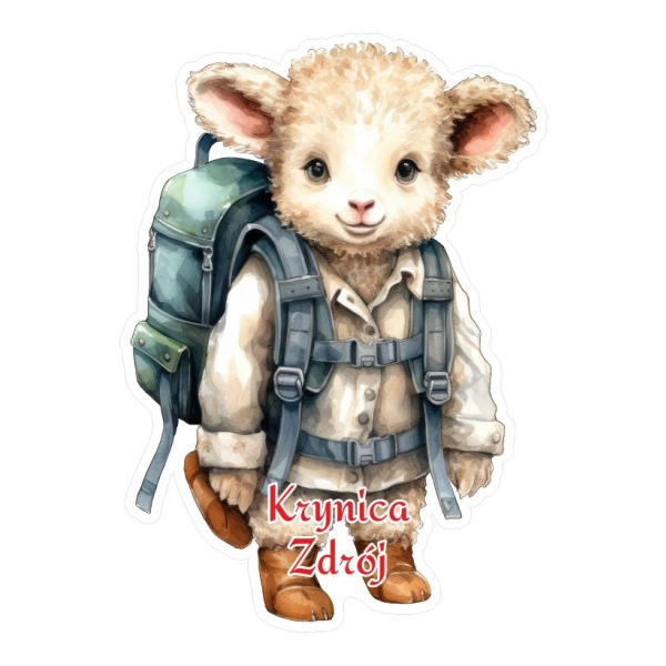 Drewniany magnes Owieczka Turysta N1