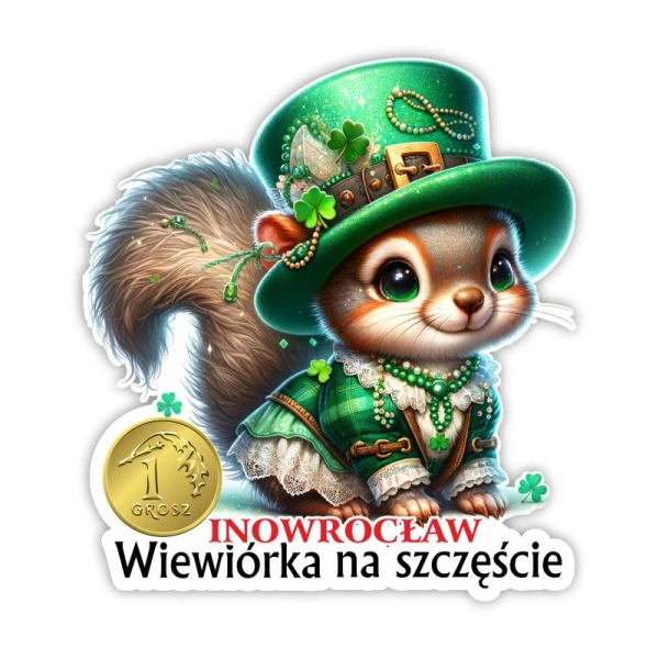 Drewniany magnes Wiewiórka na szczęście N2