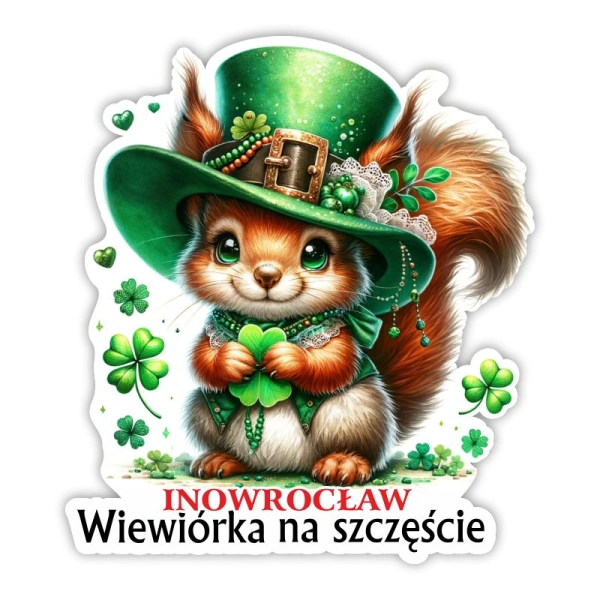 Drewniany magnes Wiewiórka na szczęście N3