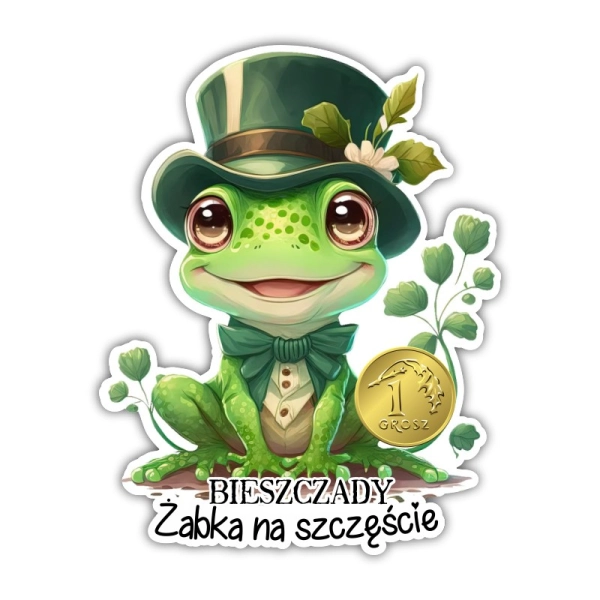 magnes żaba stojąca w garniturze