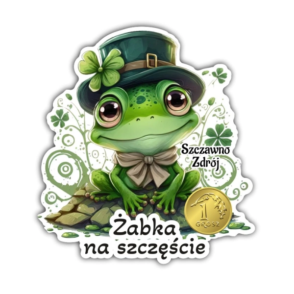 magnes żaba stojąca w garniturze