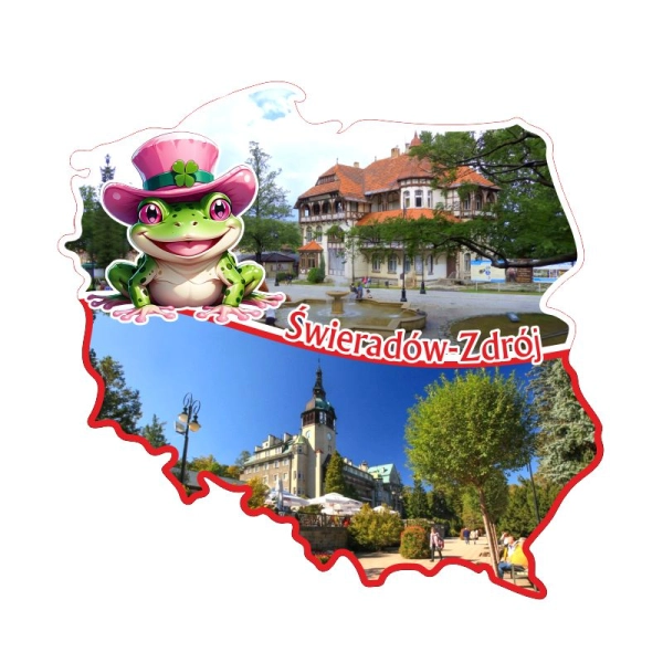 Drewniany magnes Mapa z Żabą N2