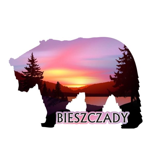 Drewniany magnes NIEDZWIEDŹ UV N3