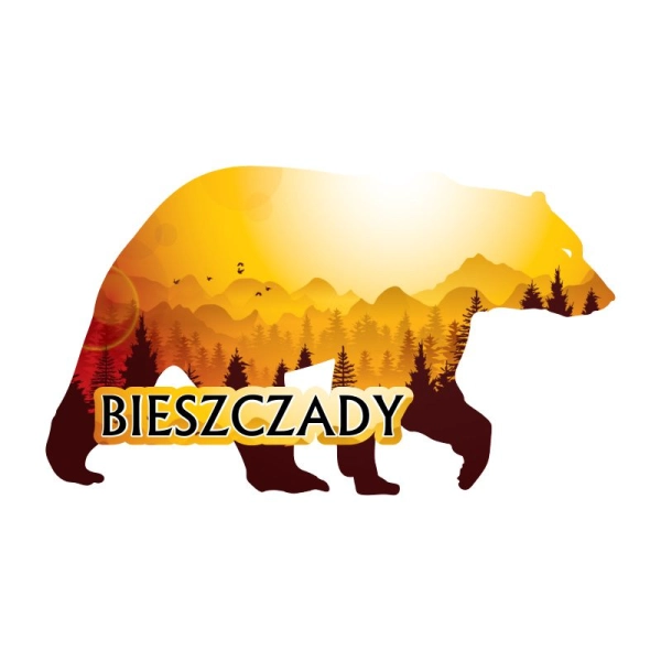 Drewniany magnes NIEDZWIEDŹ UV N4