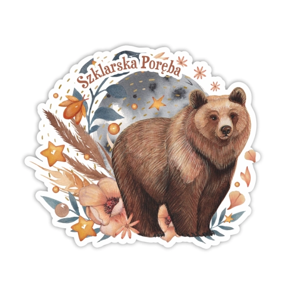 Drewniany magnes NIEDŹWIEDŹ N2 akwarela