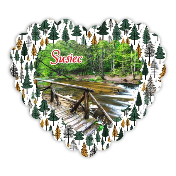 Drewniany magnes Serce Leśne N1