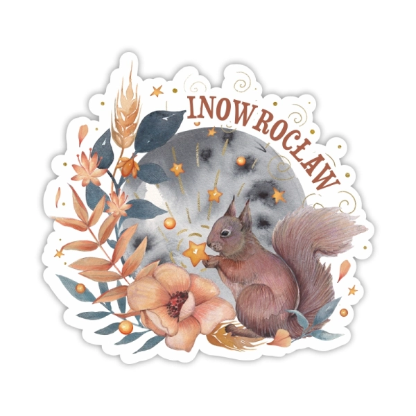 Drewniany magnes WIEWIÓRKA akwarela